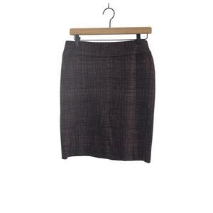 Halogen Brown Mixed Media Print Sz 4 Straight Pencil Printed Skirt